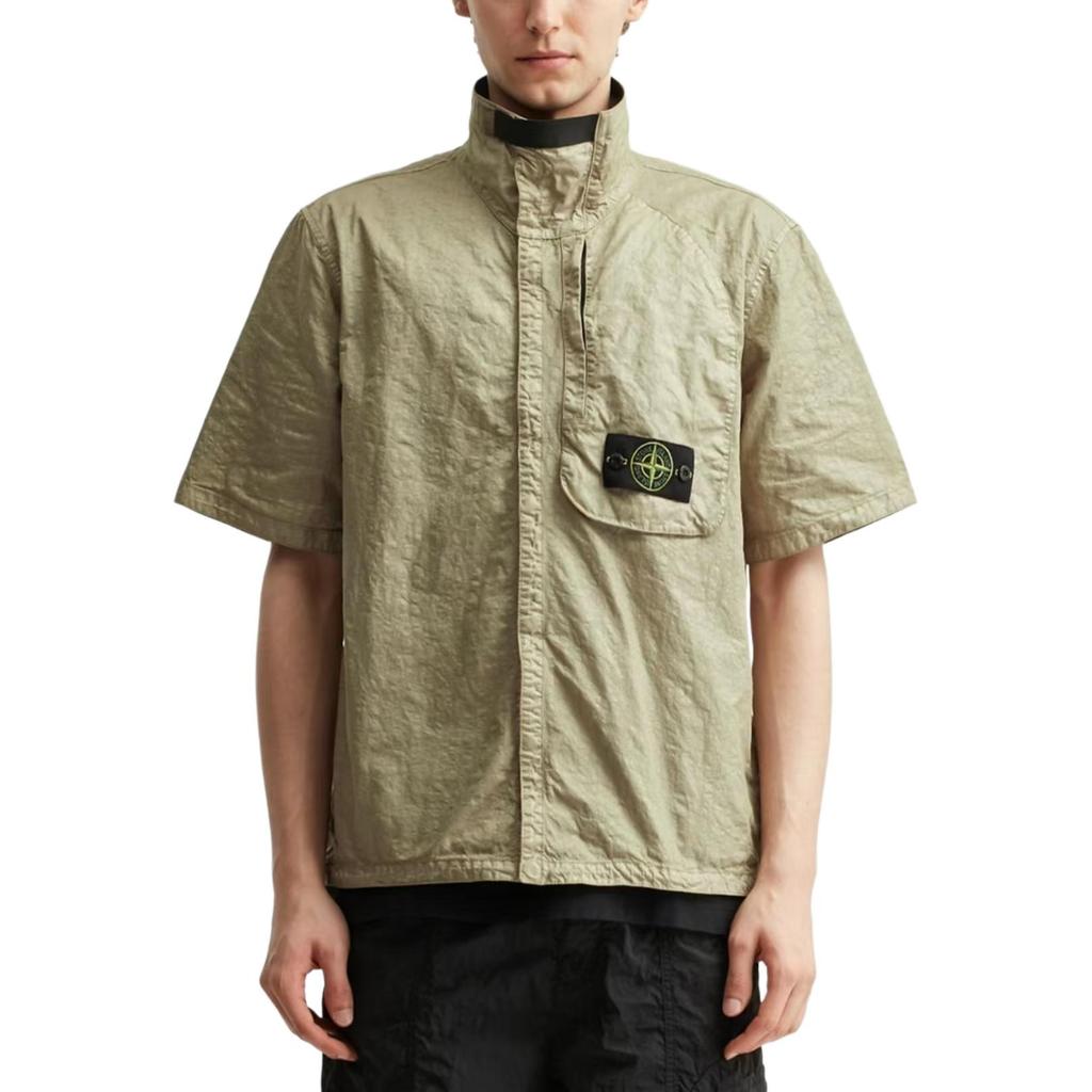 Stone Island SS25 Innovative Natural Nylon Chest Logo Short Sleeve Shirt Men shirts K1S1512000-28S0069-V0094