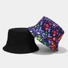 Cartoon Anime Fishman Flat Top Bucket Hat With Breathable Cotton For Spring Summer Casual Wear