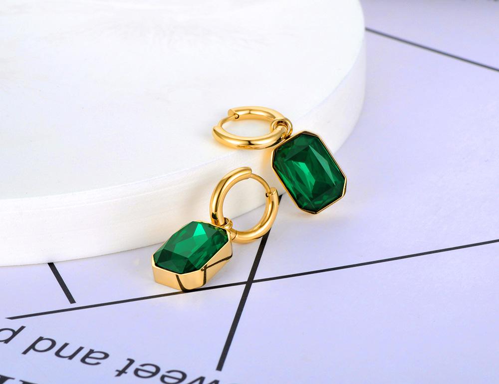 Lokaer Stainless Steel Geometric Square Hoop Earrings Sparkling Cubic Zirconia Crystal Earrings Jewelry For Women