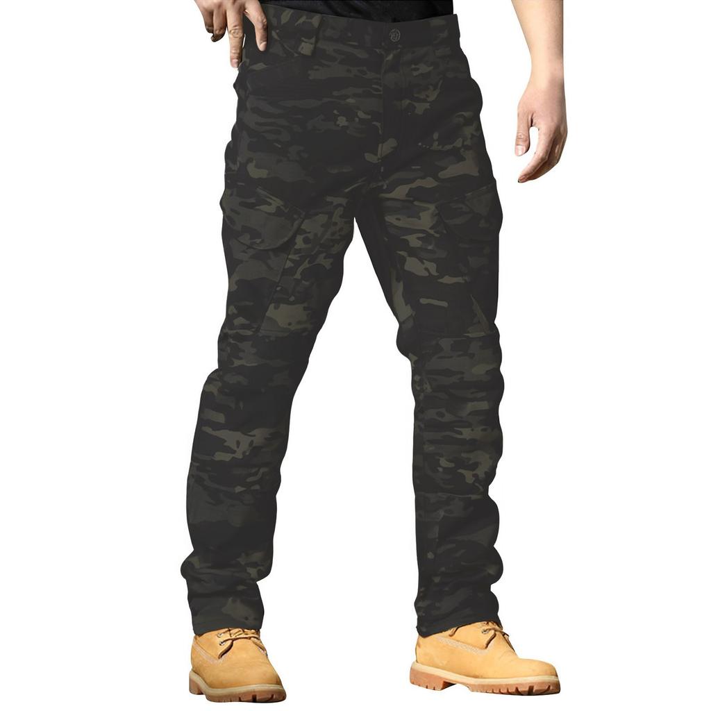 Pantalon de travail pour homme Outdoor Travail Pêche Camping Résistant à l'usure Pantalon de travail multipoches (Ceinture non incluse)