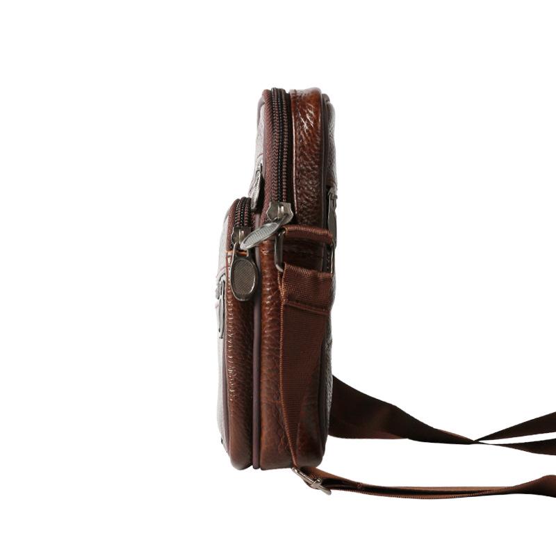 Genuine Leather Men's Vertical Crossbody Phone Waist Bag with Belt Loop (8-Inch)