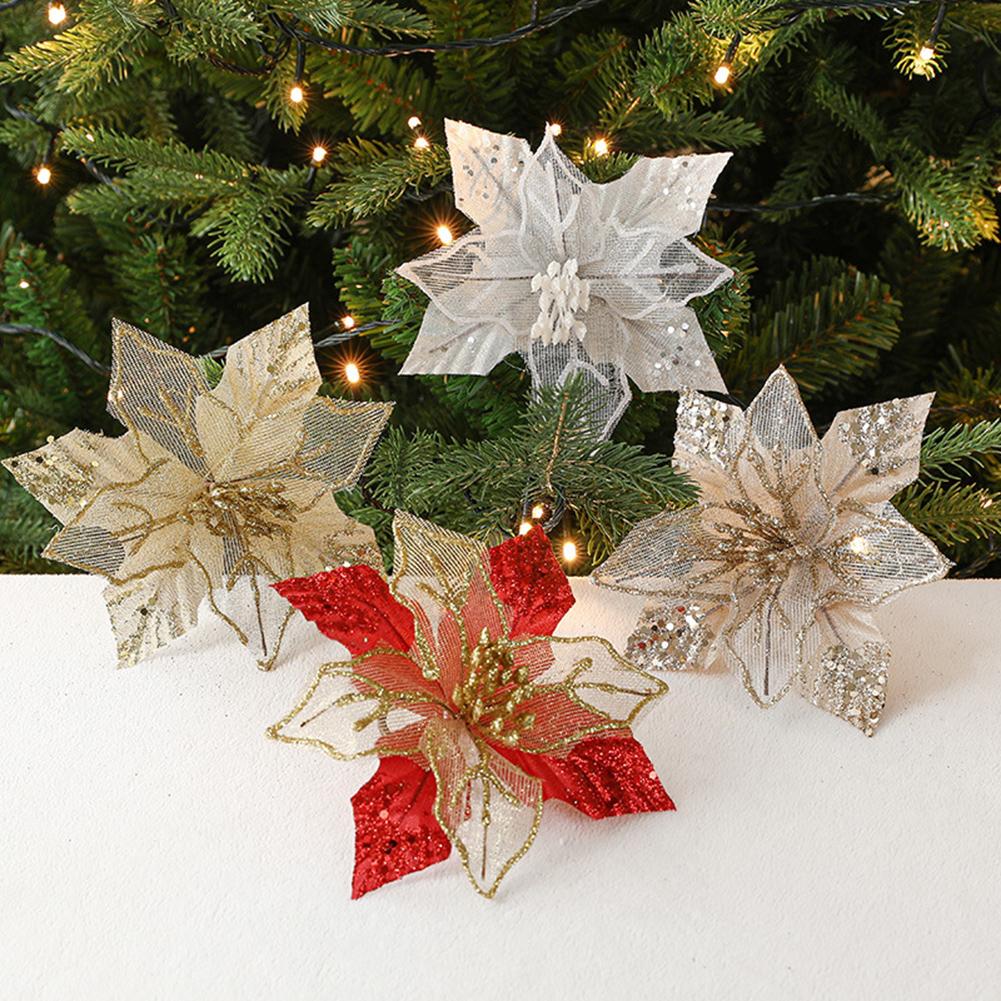 Julblomma Tyg+Plastblomma Diameter 18cm