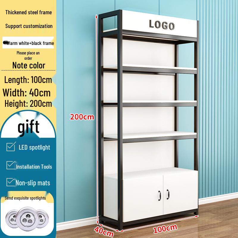 Steel-Wood Multi-Layer Floor Display Rack for Cosmetics and Baby Store