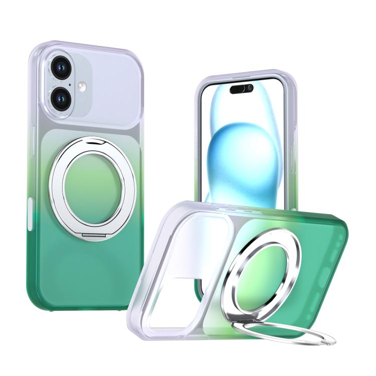 Phantom Skin Feel Gradient PC+TPU Phone Case With 360° Rotating Metal Holder, Magnetic Wireless Charging Shockproof Protective Cover