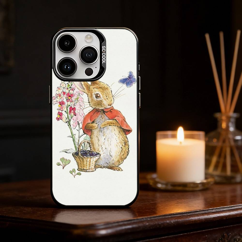 Cute P-Peter Rabbit Phone Case For iPhone 17,16,15,14,13,12,11,Pro Max,Plus Candy Silver Cover