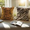 Fashion Tiger Stripes Pattern Design Art Cushion Cover Pillowcase Antidustmite Invisible Zipper Short Plush Sofa Cushion