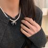 Bows Pearl Necklace Simple Simple Bow Accessories New Retro Simple Bow Earrings