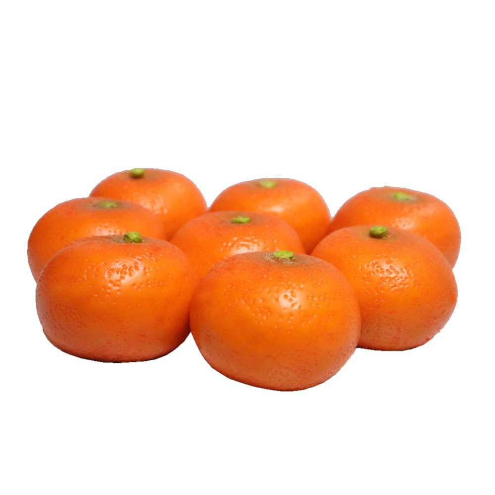GuCra Small Mandarin Orange Fruit Lifelike Food Samples 8-Pack Models, Weighted,