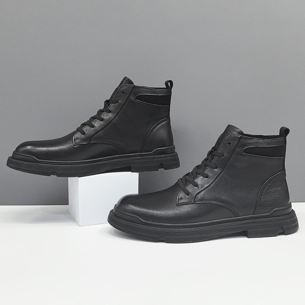 Autumn new Martin boots black casual leather boots leather British casual
