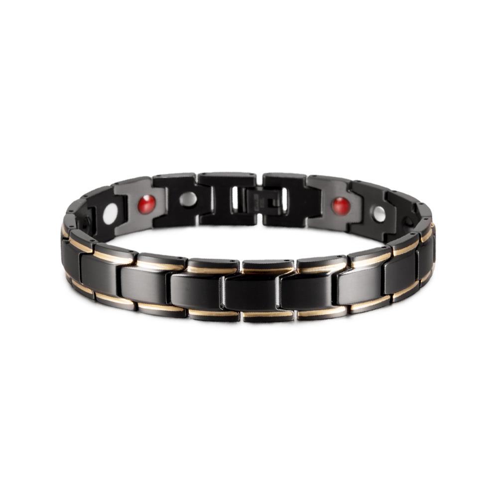 Vinterly Black Blue Bracelets Men Stainless Steel 12mm Wrist Band Magnetic Health Energy Magnet Benefits Jewelry Male Germanium