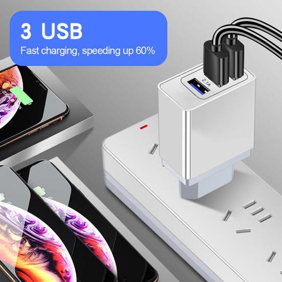 PD36W QC3.0 Mini 3 Ports Quick Charger Adapter US/EU/UK Plug for Home/Office