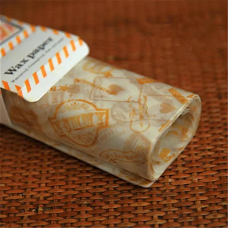 50pcs Sheet Oil-Proof Wax Paper Christmas Food Wrapper  Sandwich Burger Fries Baking  Bread Oilpaper Pastry Packaging