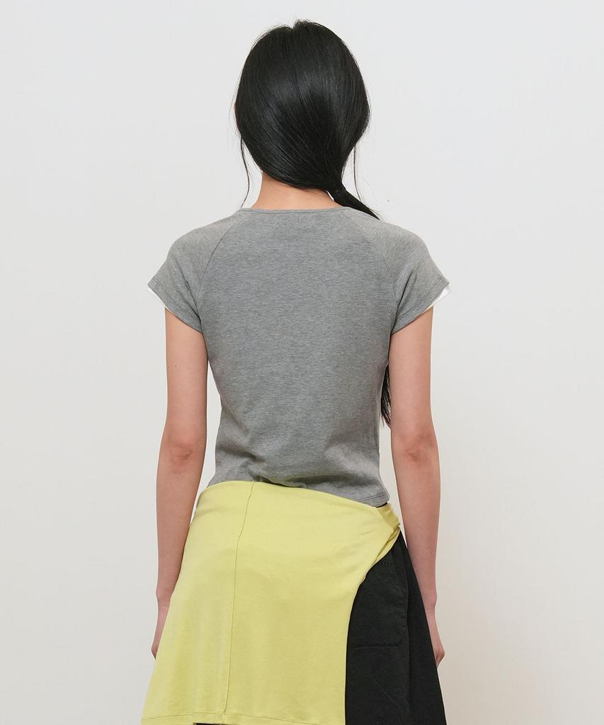 GENERALIDEA Snap Henley Neck T-Shirt [Melange Grey] / Gf2Lts528