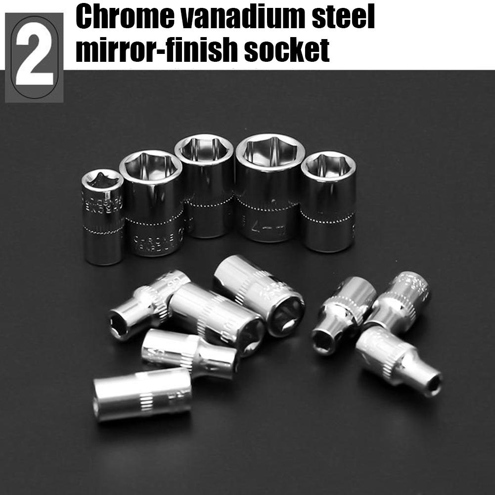 46-Piece 1/4 Inch Drive Socket Ratchet Wrench Set, Screwdriver Socket Bit Set With Extension Bar Storage Case For Auto Repairing & Household