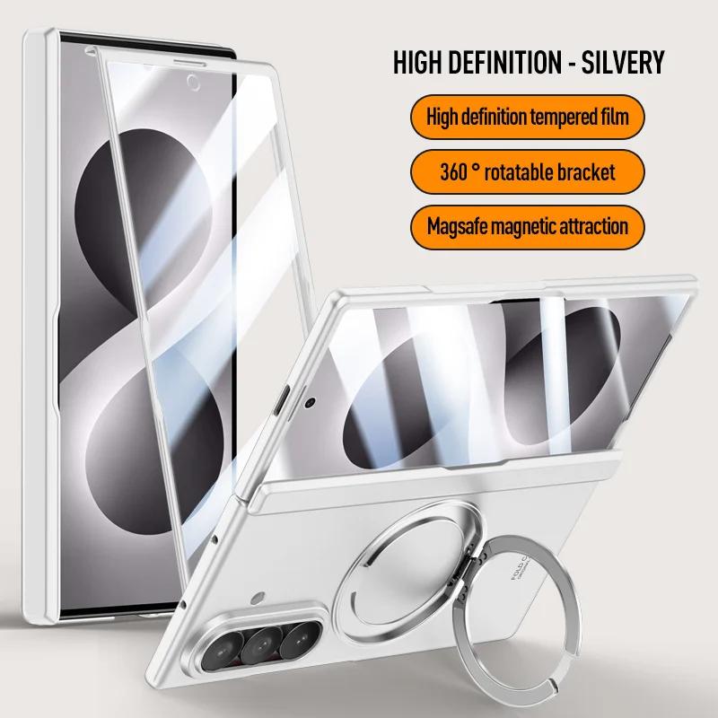 For Magsafe Magnetic Metal 360 Rotate Holder Tempered Glass Film Protect Case For Samsung Galaxy Z Fold 8Ultra Spring Hinge Cove