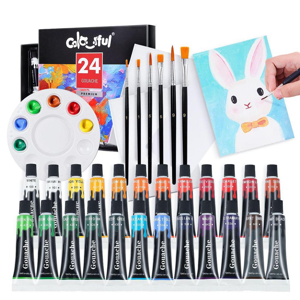 Acrylic Paint Set: 12 or 24 Colors in 12ml or 60ml, Waterproof, Hand-Painting DIY Kit