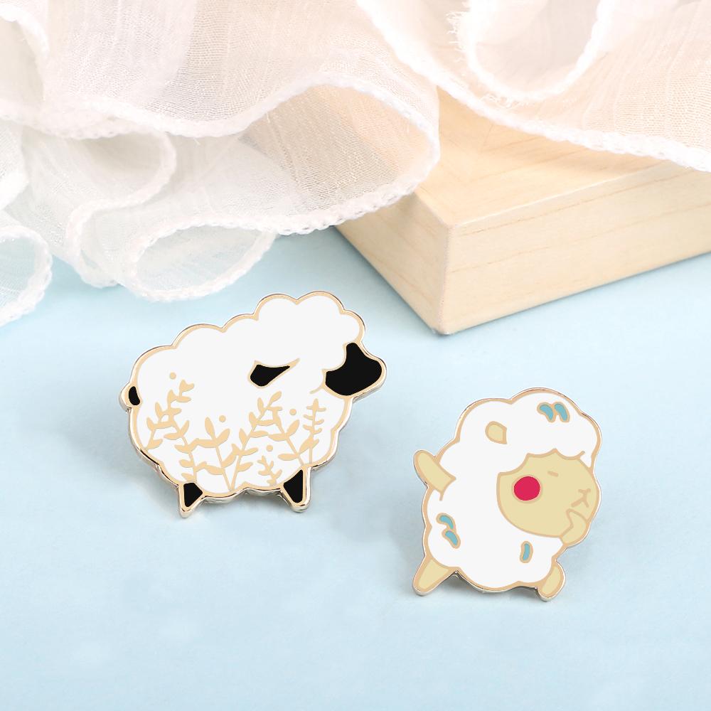 Lovely Cartoon Sheep Enamel Pin Cute Funny Animal Black Goat Brooches for Kids Girls Custom Bag Lapel Pins Fashion Jewelry Gifts