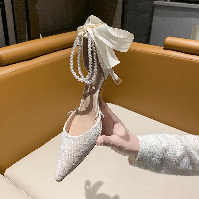 

Pointed high heels women s stiletto 2024 summer women s fashion sexy French temperament single shoes hollow bag head sandals 40