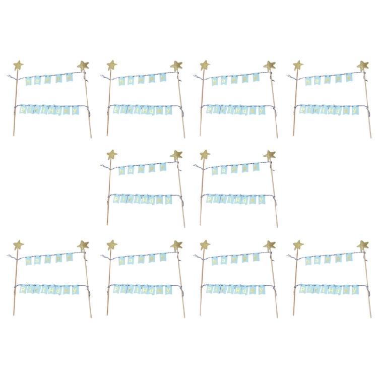 

10 Set Happy Birthday Cake Toppers Bunting Banners Glittering Star Flag Sign Kits for Party Cupcake Decoration and Event 1