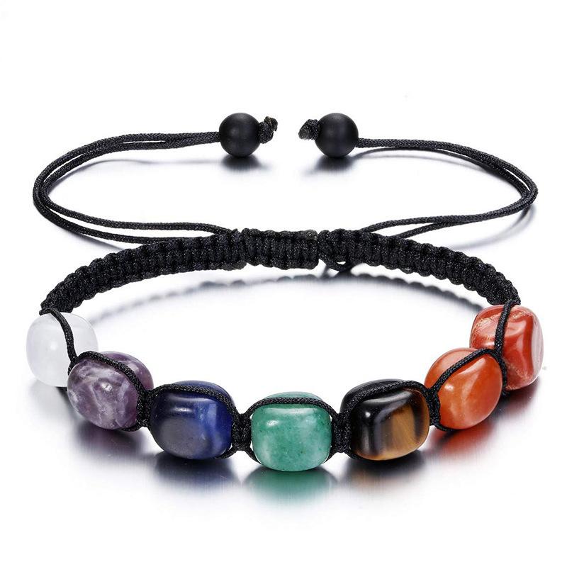Adjustable Handmade Woven Natural Stone Crystal Beaded Bracelet