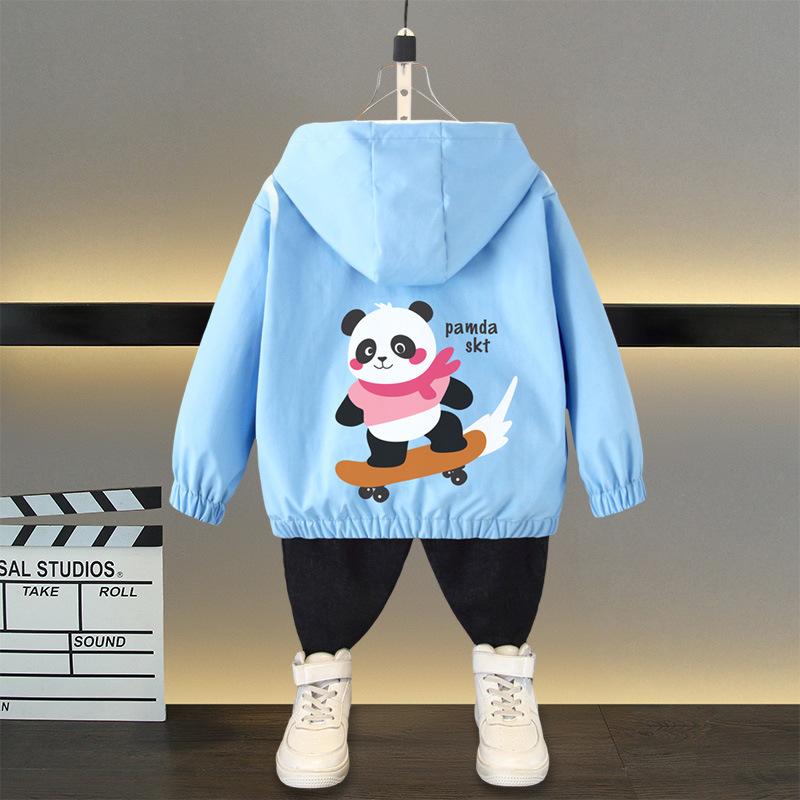 Spring and Autumn 1 2 3 4 5 6 Years Boys Coats Patchwork Cartoon Dinosaur Pattern Hooded Windbreaker Leisure Overcoat for Kids Birthday Present