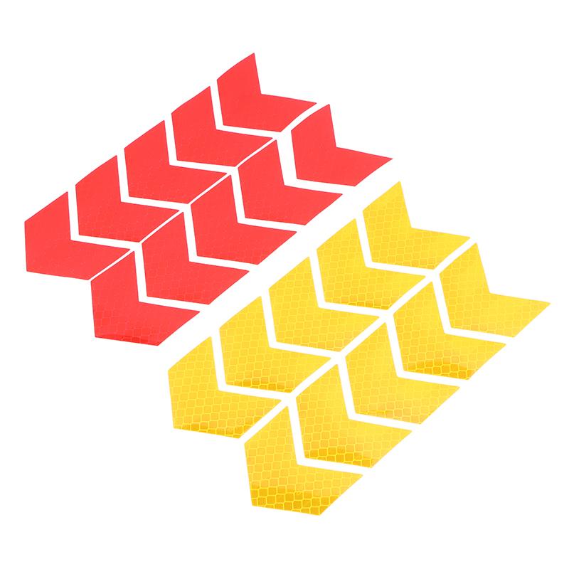 10 Piezas/Set Cinta Reflectante de Señal de Flecha Adhesivo de Seguridad de Advertencia Para Parachoques de Coche Maletero Reflector Cinta de Peligro Accesorios para Motocicleta