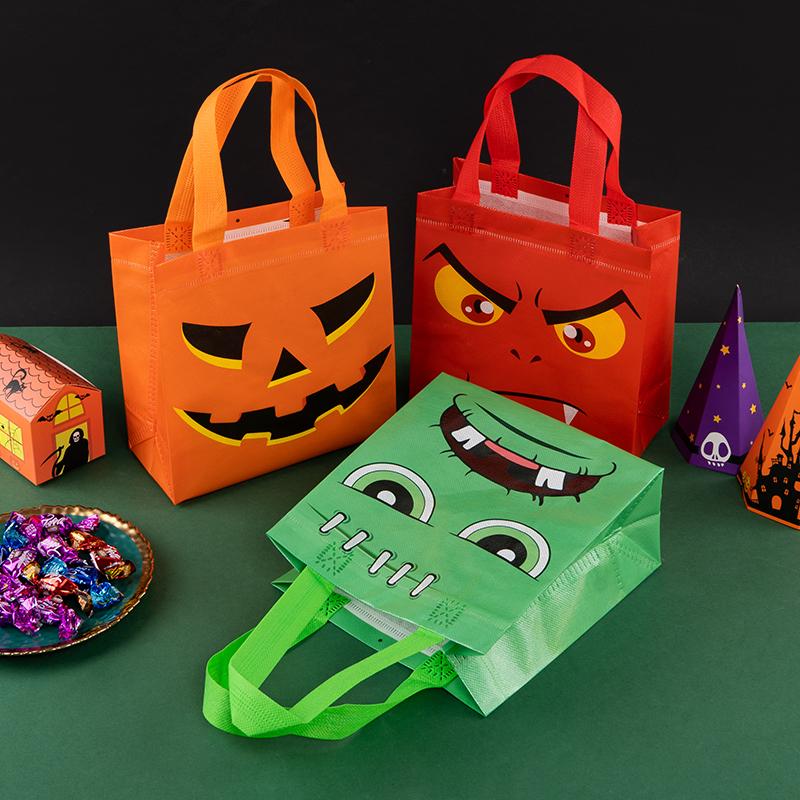 StoBag, Halloween Party Kids Waterproof Non Woven Portable Tote Bag Shopping Bag Candy Gift Bags, 12/30pcs