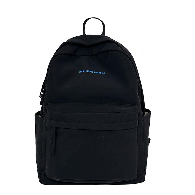 Middle School Student Schoolbag Women's Solid Color Letter Printed Backpack College Style Large Capacity Backpack