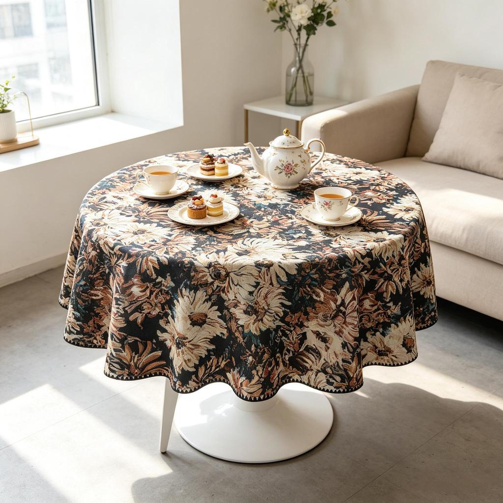 Dining Room Coffee Table Home Interior Decor  Small Cotton Material Soft Fabric Round Tablecloth