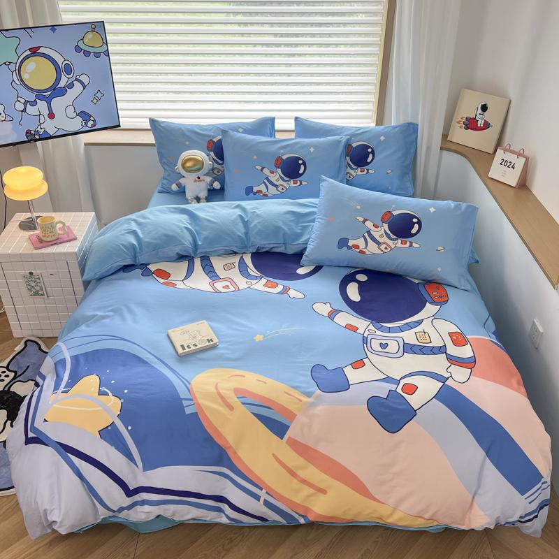 40S Percale Cotton School Pupil Space Dream Bedding Set duvet cover pillow case Single Full King Bed Linen Set