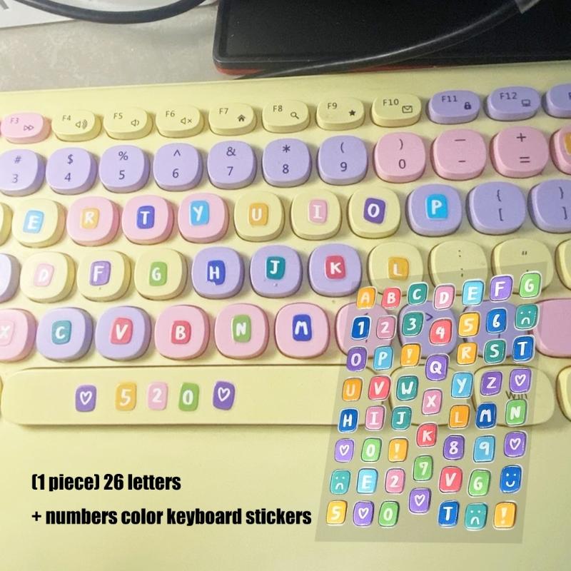 Vibranted Letters And Number Keyboard Decals Keycap Stickers 26 Letters And Numbers For Computer Keyboard Raisers