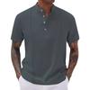 Men's Summer T-shirt British Loose Striped Solid Color Short-sleeved Lapel Top