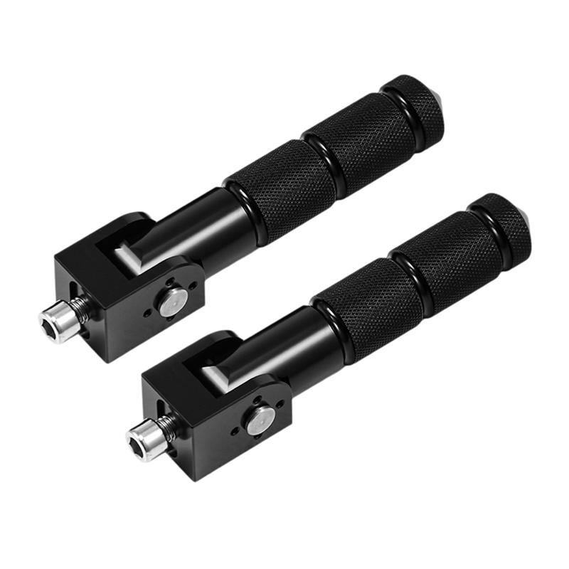 A03Z-1Pair Universal 90 Degree Folding Footrests Rear Passenger Foot Motorbike Foldable Foot Pegs Motorcycle Foot Rests Black