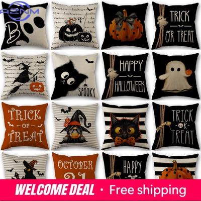 Halloween Decor Pillow Case X Pillow Cover Funny Pumpkin Ghosts Black Cat Print Cushion Cover Home Decorations Holiday Gifts