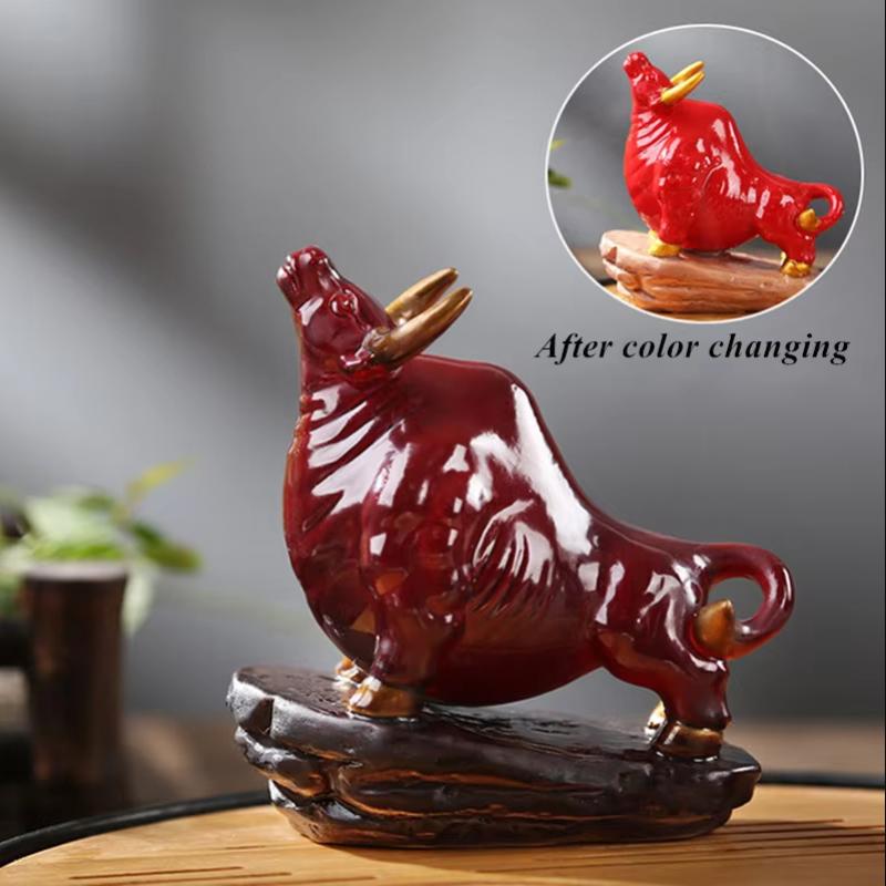 

Керамический меняющий цвет бык чайный питомец – украшение в виде животного для автомобиля, офиса и домашнего декора A