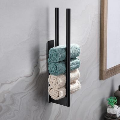 Bathroom Towel Racks No Drill Double Adhesive Towel Bar Stainless Steel Black 39 CM Towel Rack for Bathroom and Kitchen