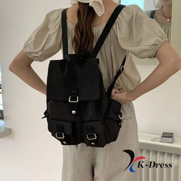 

Рюкзак на шнурку для ноутбука та iPad. Нейлонова проста кишенькова сумка з ременем для транспортування 32x28x12cm чорний