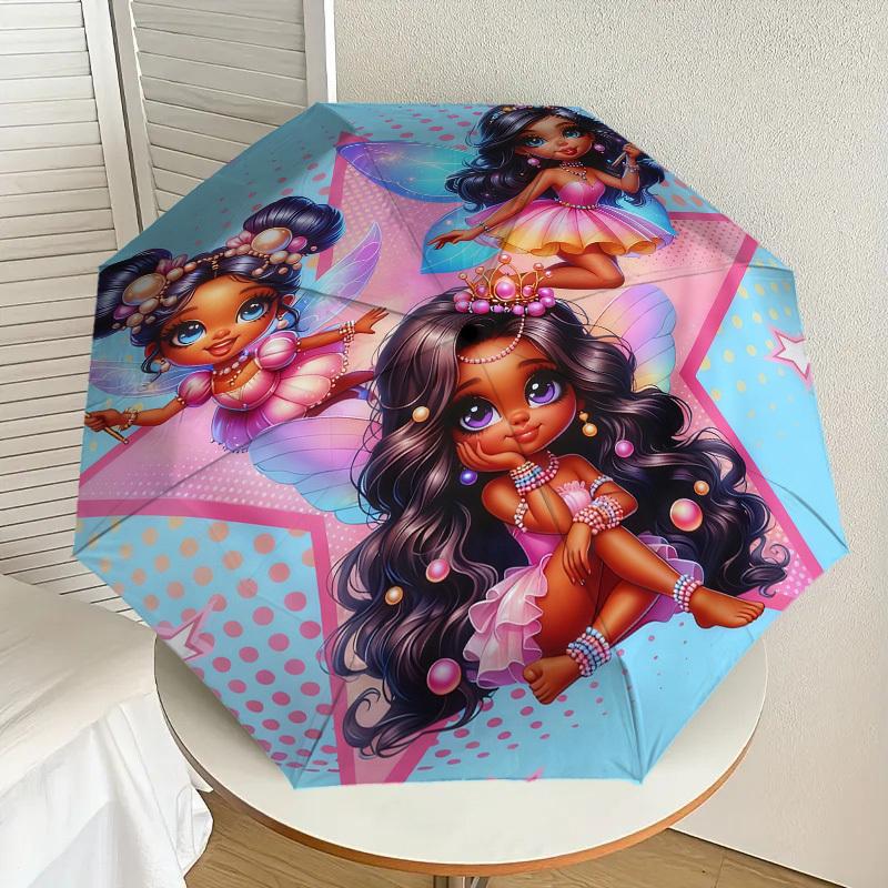 1pc Fairy Princesses Pattern Umbrella Design Automatic Opening and Closing Umbrella, High-quality Travel Umbrella, C1128006