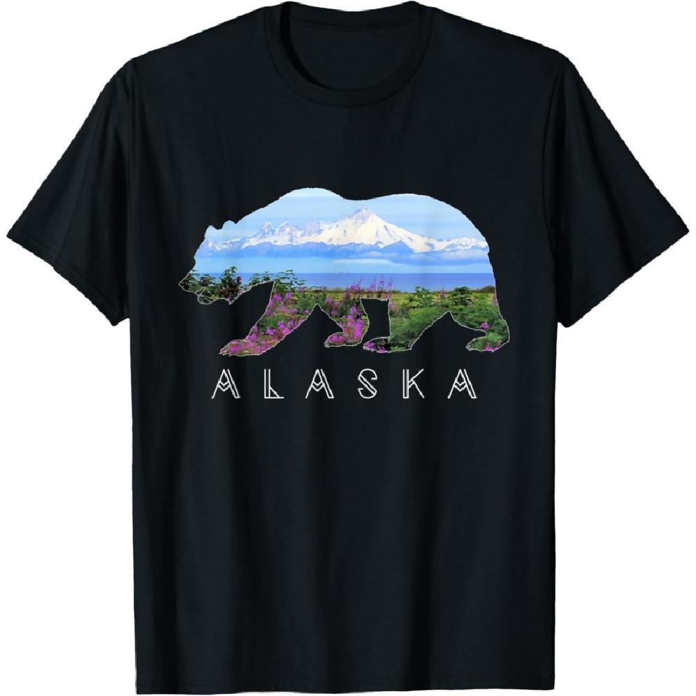 

Alaskan Bear with Wildflowers & Mountain Snow T-Shirt S