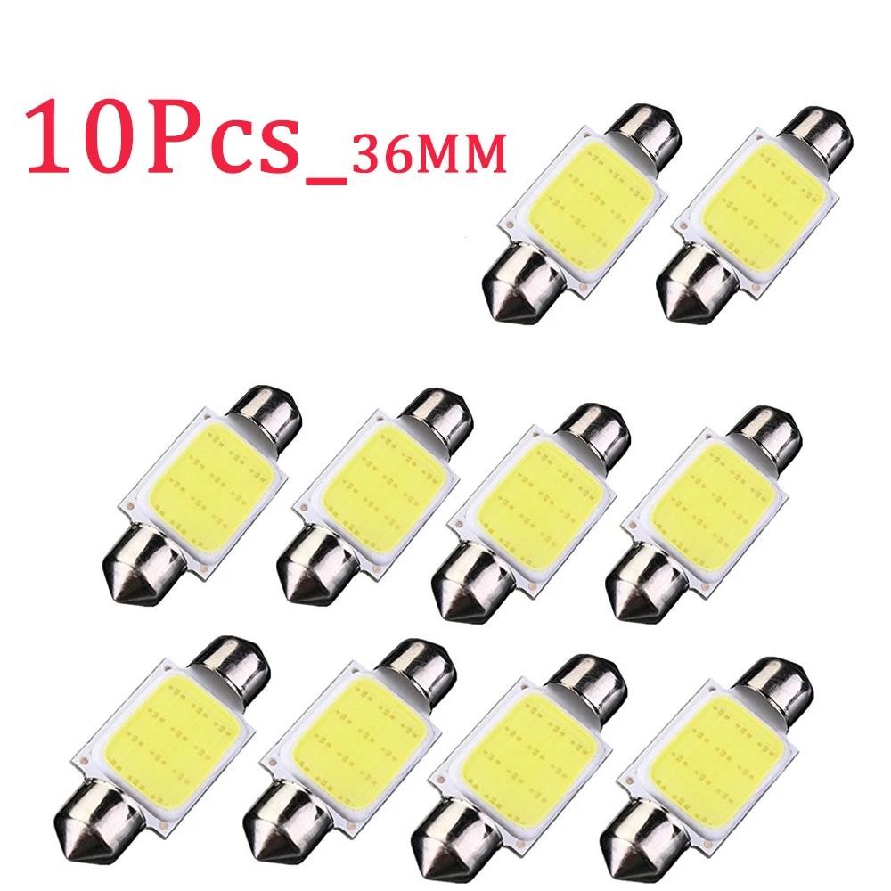 10-40Pcs White COB C5W LED Bulbs 12V 24V Car Auto Festoon Dome Interior LED Lights Lamp Roof Reading Bulb 31mm 36mm 39mm 41mm Bulbs 7