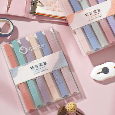 6Pcs Highlighter Pen Macaron Color Smooth Writing Soft Nib Aesthetic Cute Double Head Art Marker Pen for School