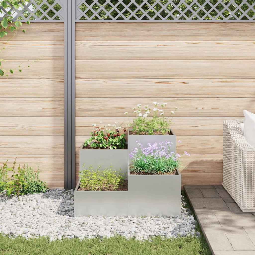 Garden Planter Silver 80 X 80 X 60 Cm Galvanized Steel
