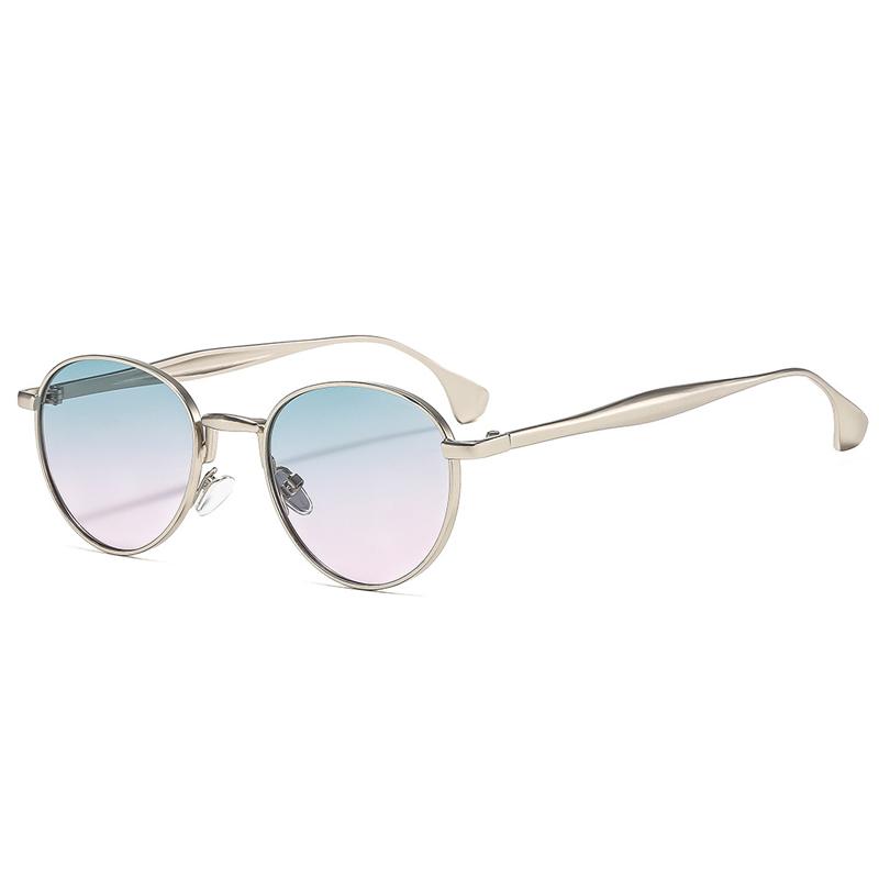 SHAUNA Retro Metal Round Punk Men Sunglasses Shades UV400 Fashion Trending Gradient Women Sun Glasses