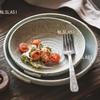 Double Ear Circular Dessert Plate Japanese Style Household Deep Plate Coarse Pottery Sushi Plate Household Tableware