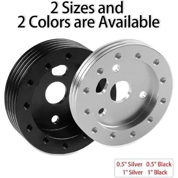 RULLINE 0.5" Steering Wheel Hub Adapter Conversion Spacer 6 Hole to 3 Hole Steering Wheel Adapter Boss Kit Black