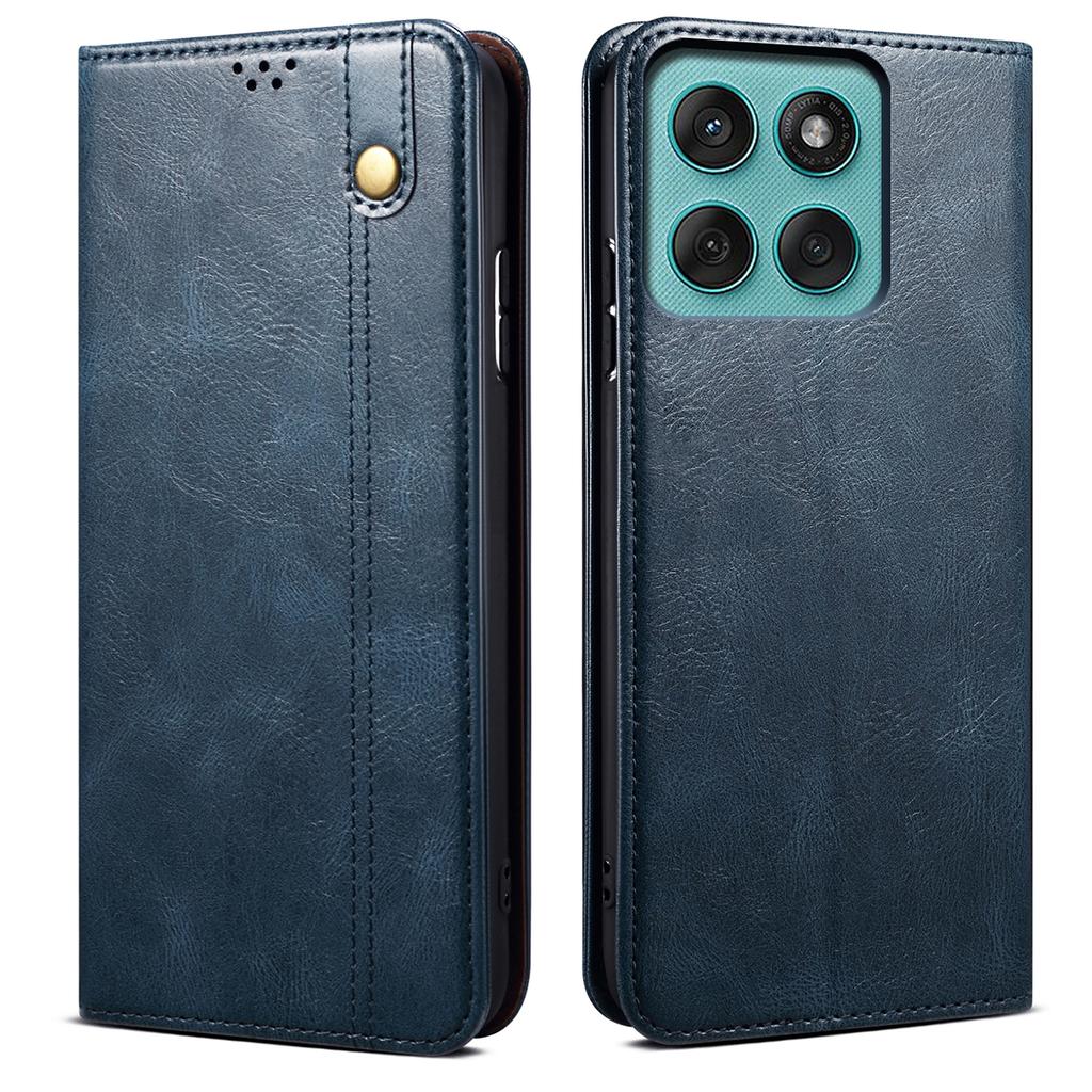 Für Motorola Moto G56 5G Hülle Crazy Horse Textur Wachsleder Brieftasche Ständer Handyhülle