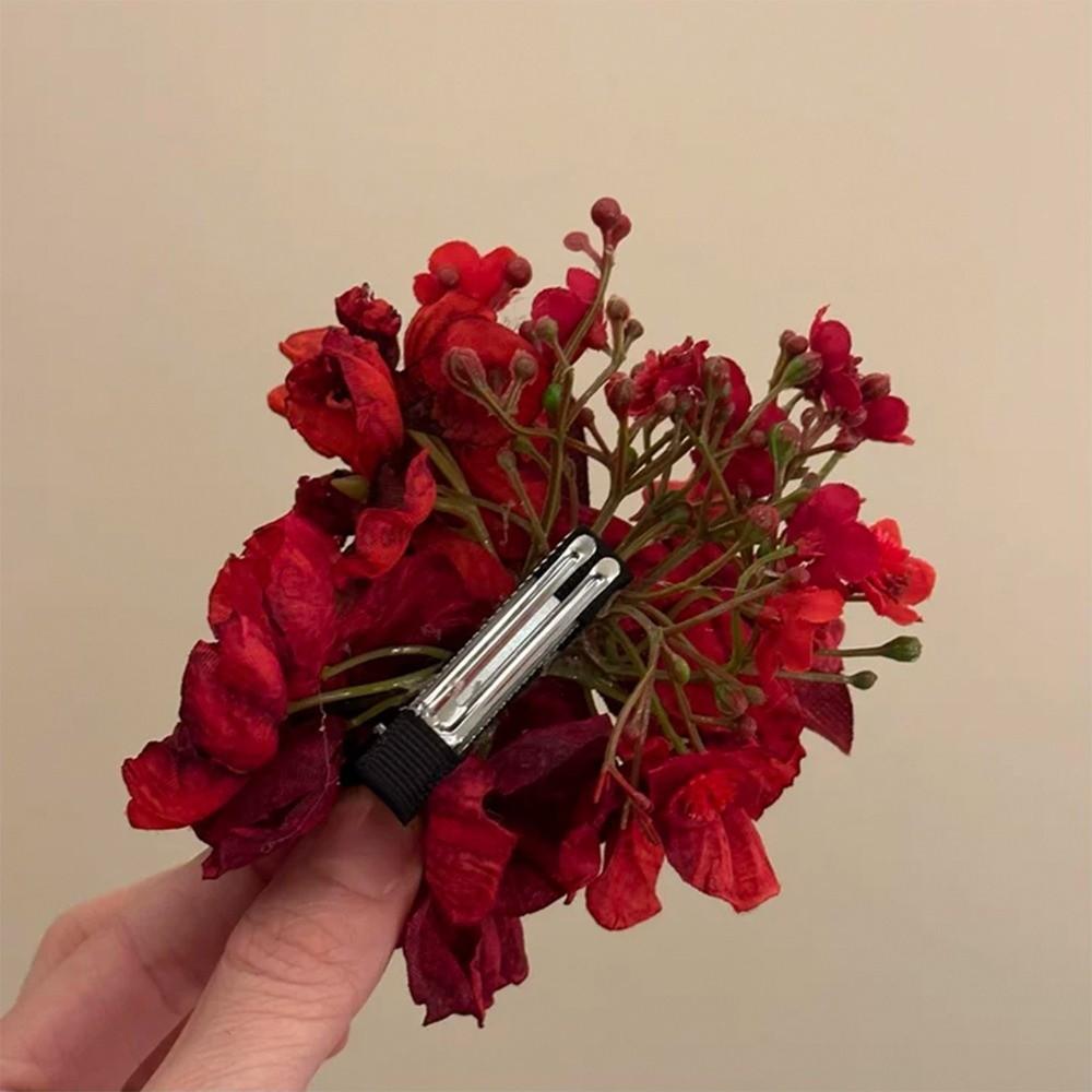 Red Chinese Style Hair Clip Ancient Style Flower Hairpin Hanfu Hair Accessories  Summer Accessories