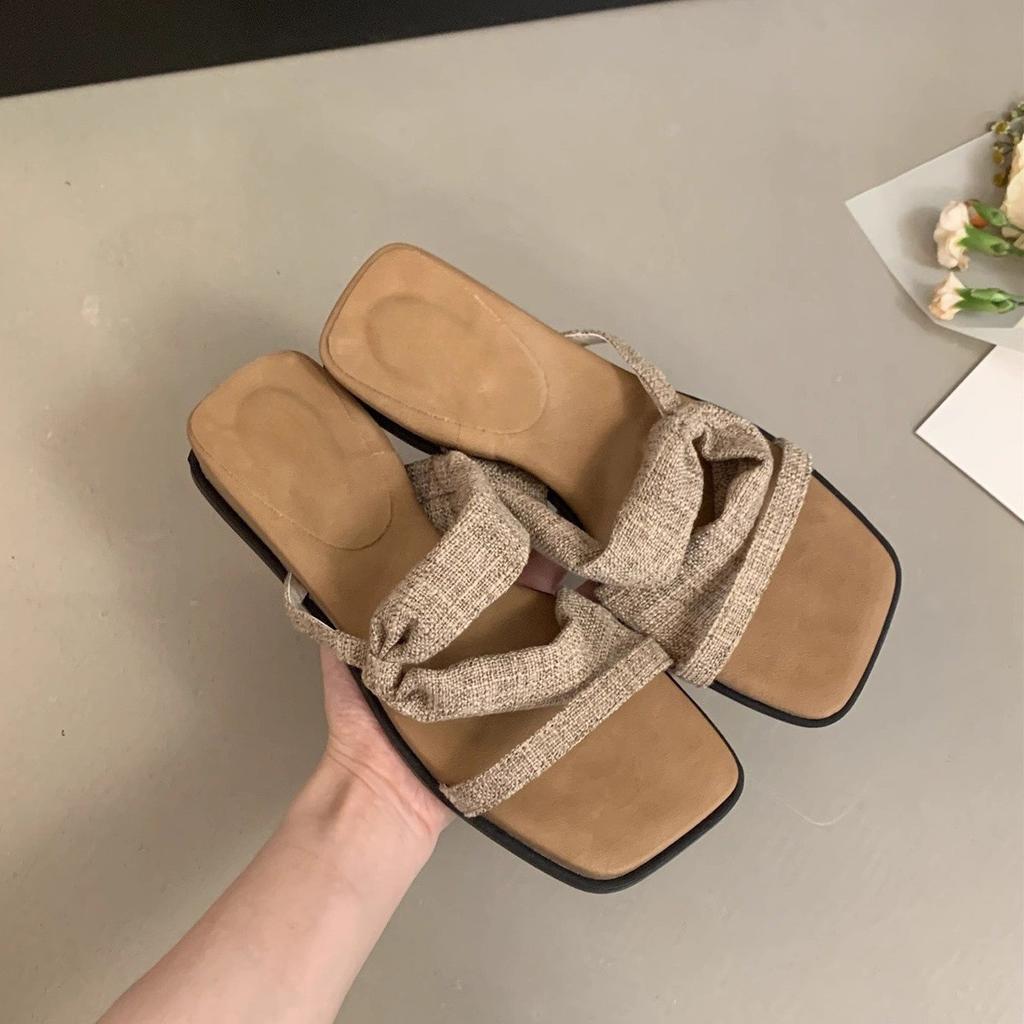 Leinenslipper mit dicksohligem Keilabsatz für Damen, Sommer, neue Märchen-Urlaubsstil-Sandalen, Sommer, schöne Sandalen