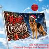 2D Flat - 2D Flat - 1pc German Shepherd Dog Santa Hat Christmas Snowy Pine Tree Holiday Winter 2D Flat Print Festival Design, Single-Sided, Two Hangin