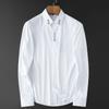 New Spring and Autumn High End Simple Fashion Trend Casual Thin Fit Flip Collar Embroidered Long Sleeved Shirt for Men